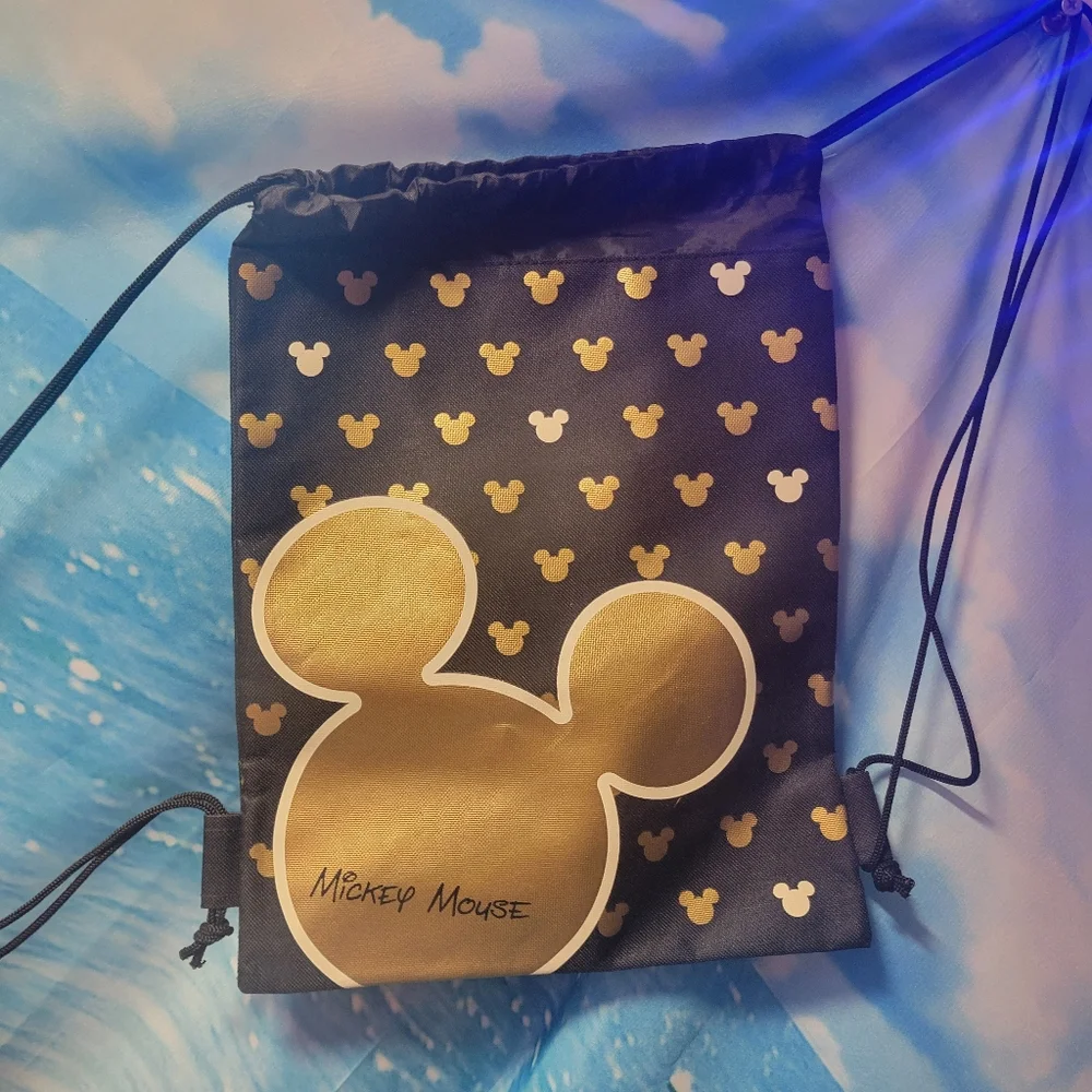 Disney‎ Mickey Mouse Drawstring Backpack Gold Mickey